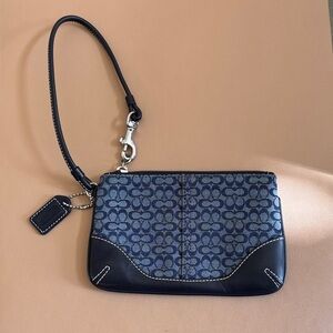 Coach Blue and Black Signature Wristlet